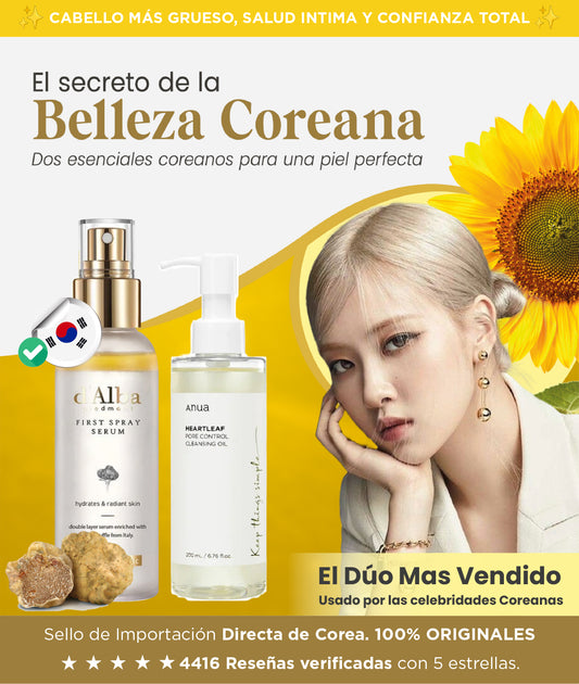 Dúo Coreano de Skin Care | D'alba Spray Serum, Anua Aceite limpiador